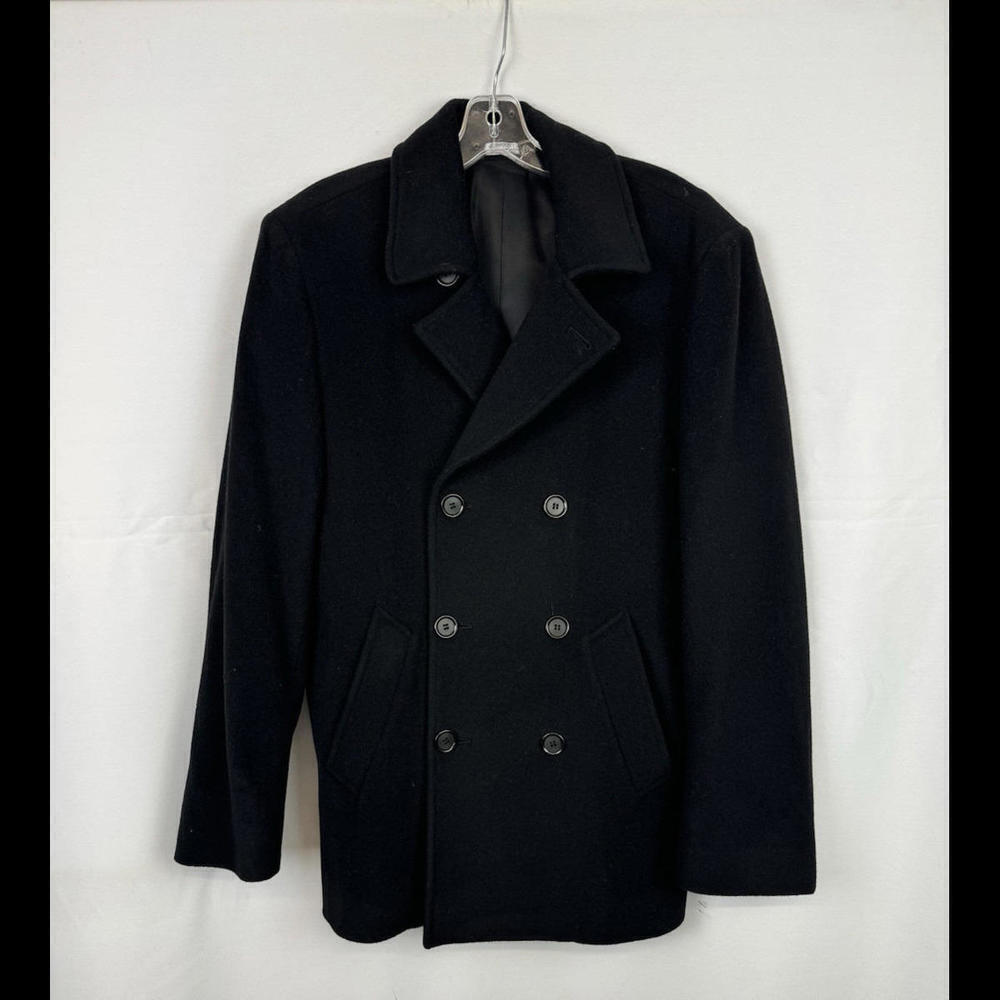 Lorne Mitchel Wool Cashmere Double-Breasted Pea Coat Black Size 40 R US